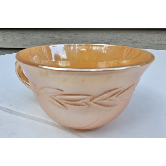 Anchor Hocking Fire King Peach Luster Laurel Leaf Tea Cups - Set of 2 - Picture 2 of 5